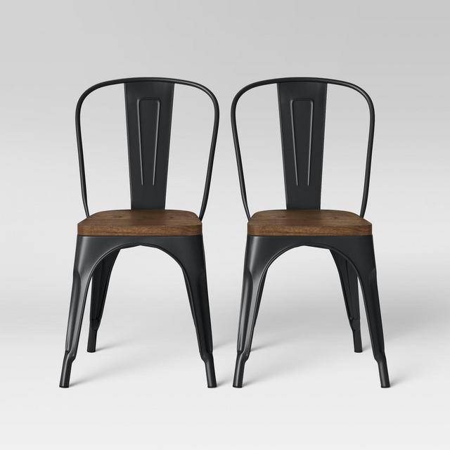 Set of 2 Carlisle High Back Wood Seat Dining Chair Matte Black - Threshold™
