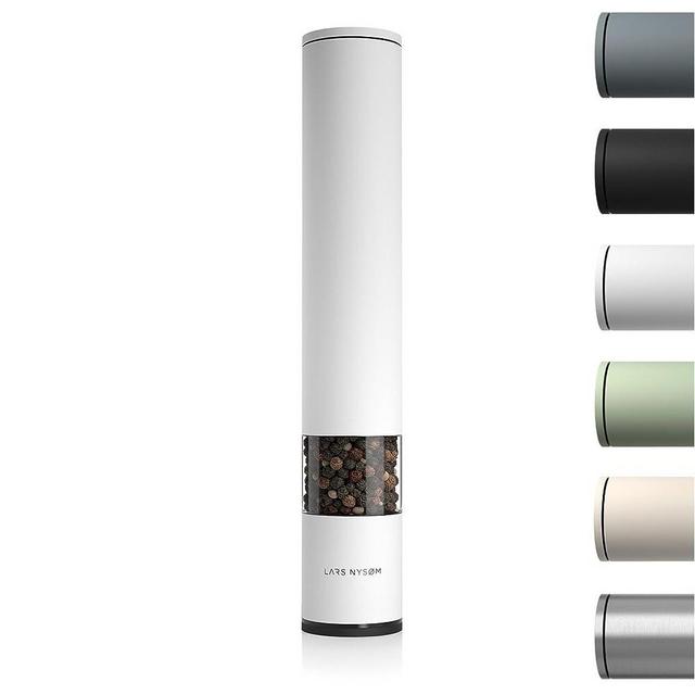 LARS NYSØM Salt Pepper Mill Manual with adjustable ceramic grinder from coarse to fine I Design Spice Mill (1 piece, White)