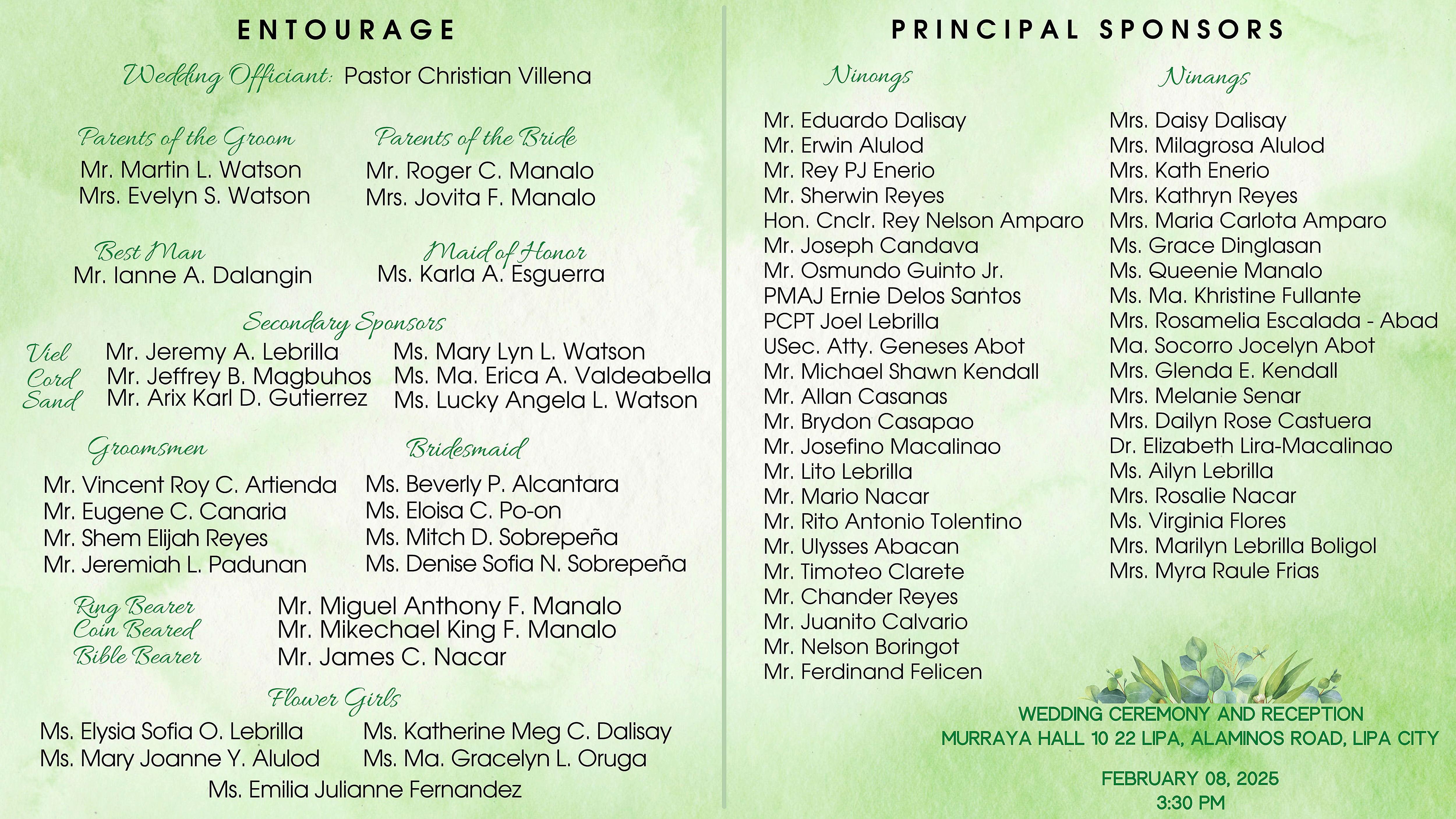 The Wedding Website of Princes Bernadeth Manalo and Mark Anthony Watson