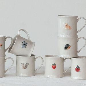 Eclectic Fauna Stoneware Mug, Set of 8