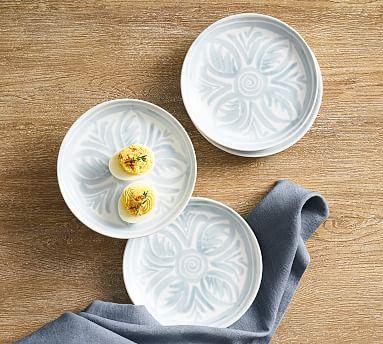 Chambray Tile Stoneware Appetizer Plates (Set of 4)