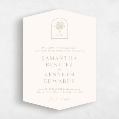 Beige Diamond Wedding Invitation - Mapleton Portrait