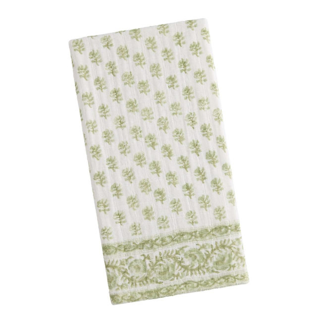 Cotton Gauze Floral Block Print Kitchen Towel - World Market