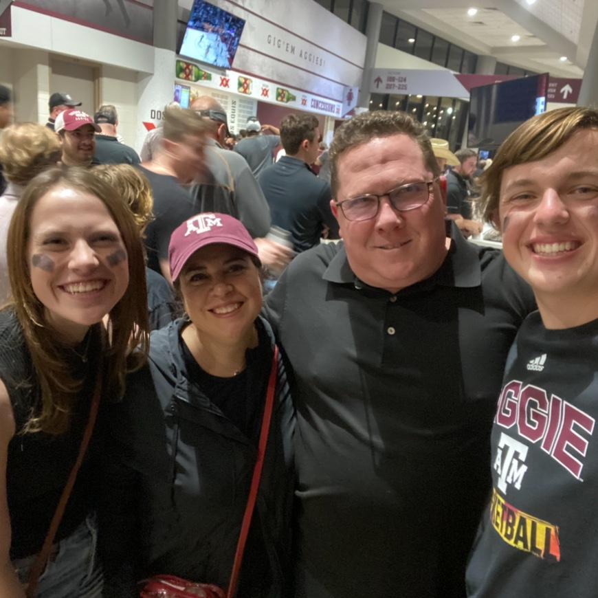 The Pattersons experienced and A&M basketball game with Rachel and Carter!