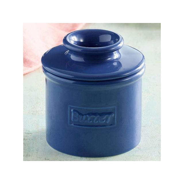 Butter Bell® Crock – Café Retro Royal Blue Ceramic Butter Keeper, Glossy Vintage-Style Butter Dish for Spreadable Butter