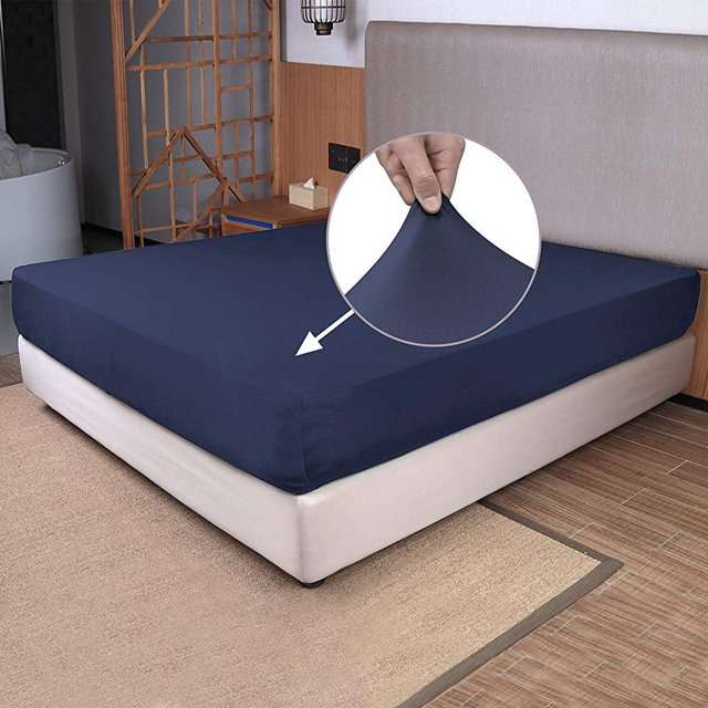 N&Y HOME King Size Fitted Sheet Only - 4-Way Stretch Knit, Snug Fit, Wrinkle Free & Stay in Place, No More Slipping Off for Mattress, Soft & Comfortable - Navy Blue, King