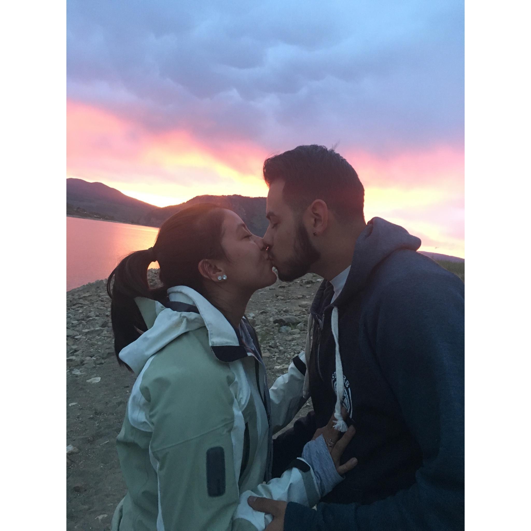 Sunset kiss at our camping trip with friends!