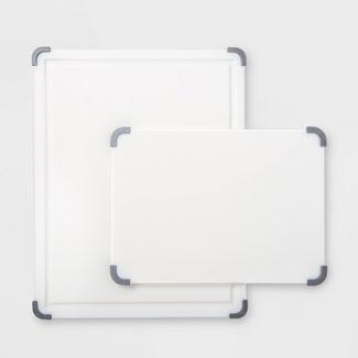 2pc Nonslip Poly Cutting Board Set White
