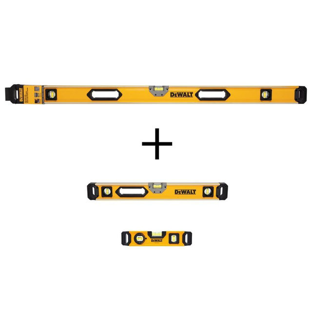 48 in. and 24 in. Level Combo Set Magnetic Box Levels with 9 in. Torpedo level (3-Piece)