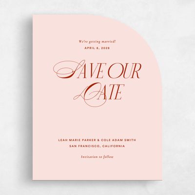Pink Half arch Wedding Save the Date - Marion Portrait