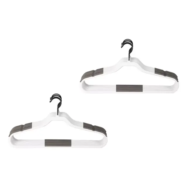 Squared Away™ Slim Grips Hangers in White with Black Hook (Set of 16)