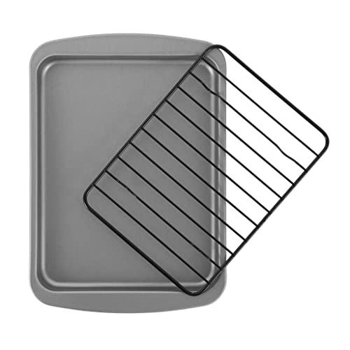 G & S Metal Products Company HG56R OvenStuff Toaster Oven Cookie Baking Pan with Nonstick Cooling Rack, 8.5'' x 6.5'', Gray