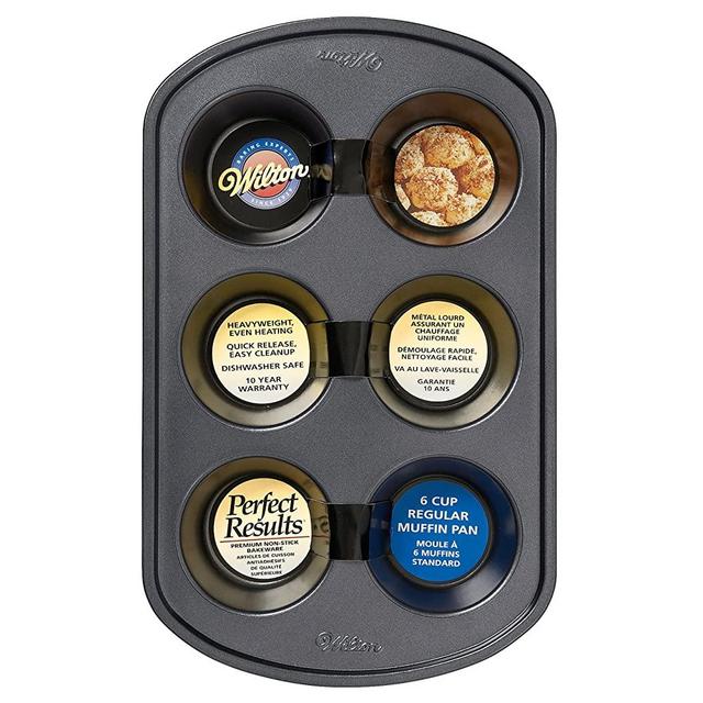 Wilton Perfect Results Premium Non-Stick Bakeware Muffin Pan, 6-Cup