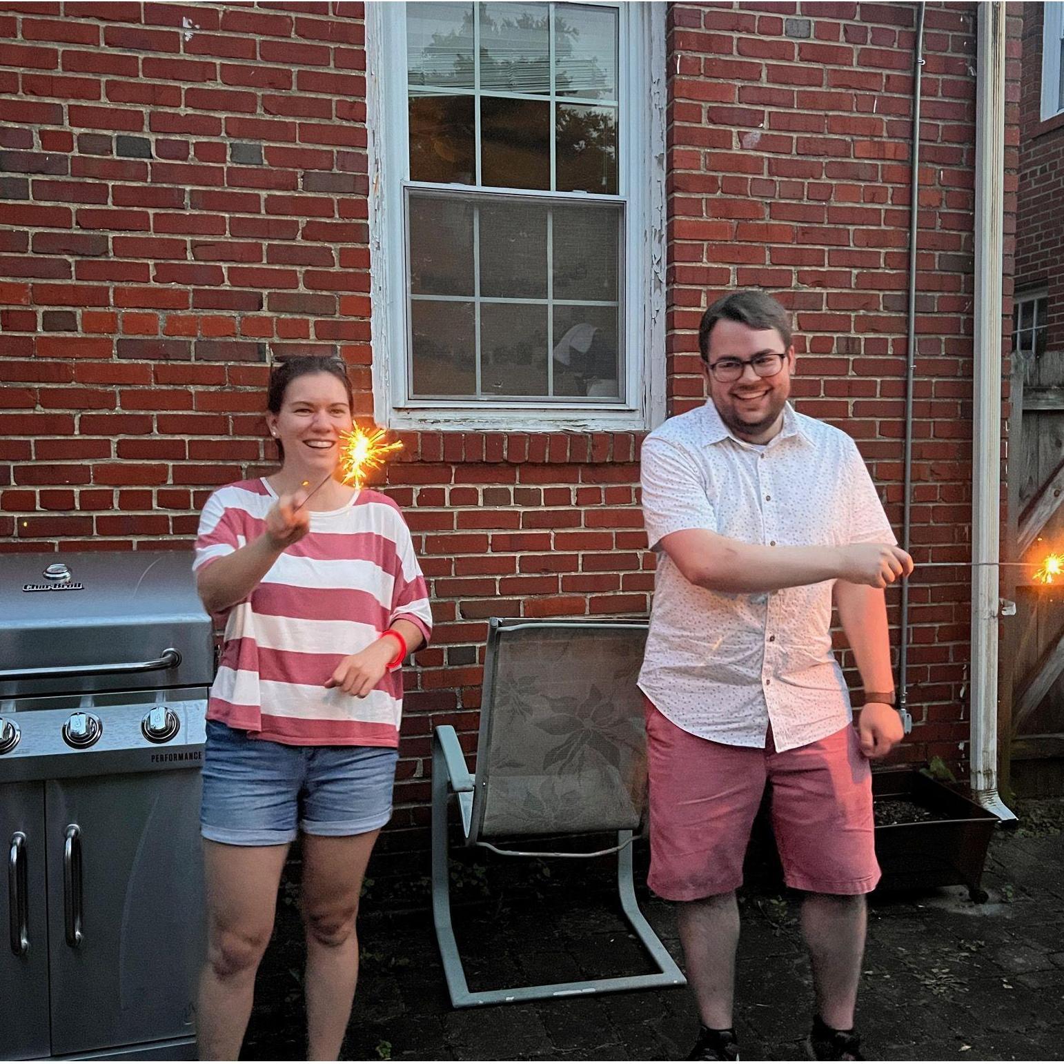 This is our first picture together, after we started dating! The 4th of July in Bethany's backyard.