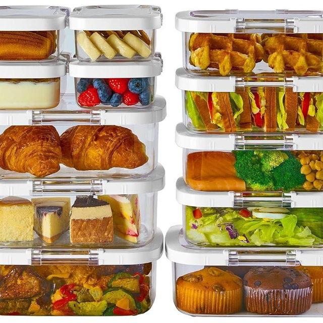 Felli Duo Loc Meal Prep Container for Refrigerator, Leak Proof Stackable Kitchen Tupperware for Leftovers Food Storage Travel Lunch Container, Christmas Gift for Her (Fridge Organizer 12pk)