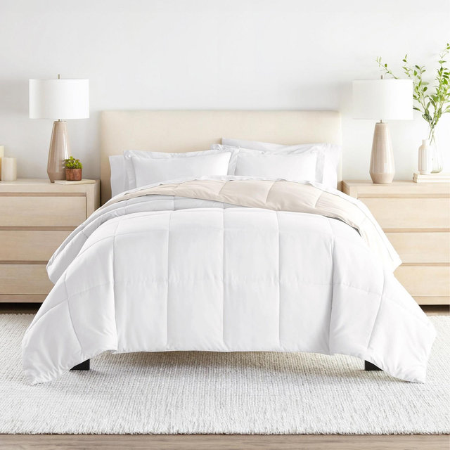 Reversible Comforter and Shams Set, Ultra Soft - Becky Cameron, White / Ivory, King/California King