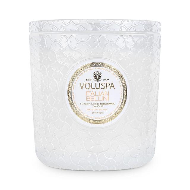 Voluspa Italian Bellini Triple Wick Luxe Embossed Glass Candle 30 oz.