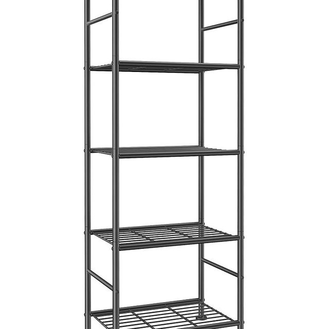 Sakugi Storage Shelves - 5 Tier Shelf Organizer, Sturdy Metal Garage Shelving with Adjustable Leveling Feet, Space-Saving Shelves Organizer for Pantry, Laundry, Kitchen (18" x 12" x 57", Black)
