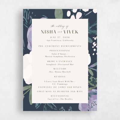 Grayed Navy, Blue Wedding Program - Colletta