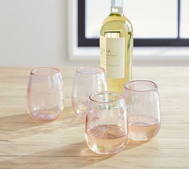Handmade Hammered Stemless Wine Glasses