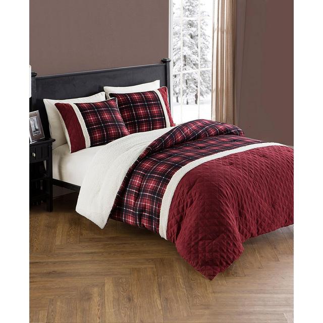 Barry Plaid Sherpa 3-Piece Reversible King Comforter Set