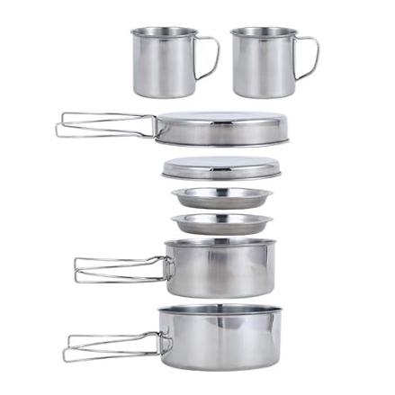BeGrit Backpacking Camping Cookware Mini Picnic Camping Cooking Mess Kit with Pot and Pan Set for Hiking
