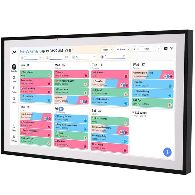 Digital Calendar, 15.6 inch Wall Planner & Chore Chart, Rechargeable Full HD Touchscreen Display, Portable Smart Family Organizer, Event Planner, Perfect for Family Schedules - Wall Mount Included, No Subscription