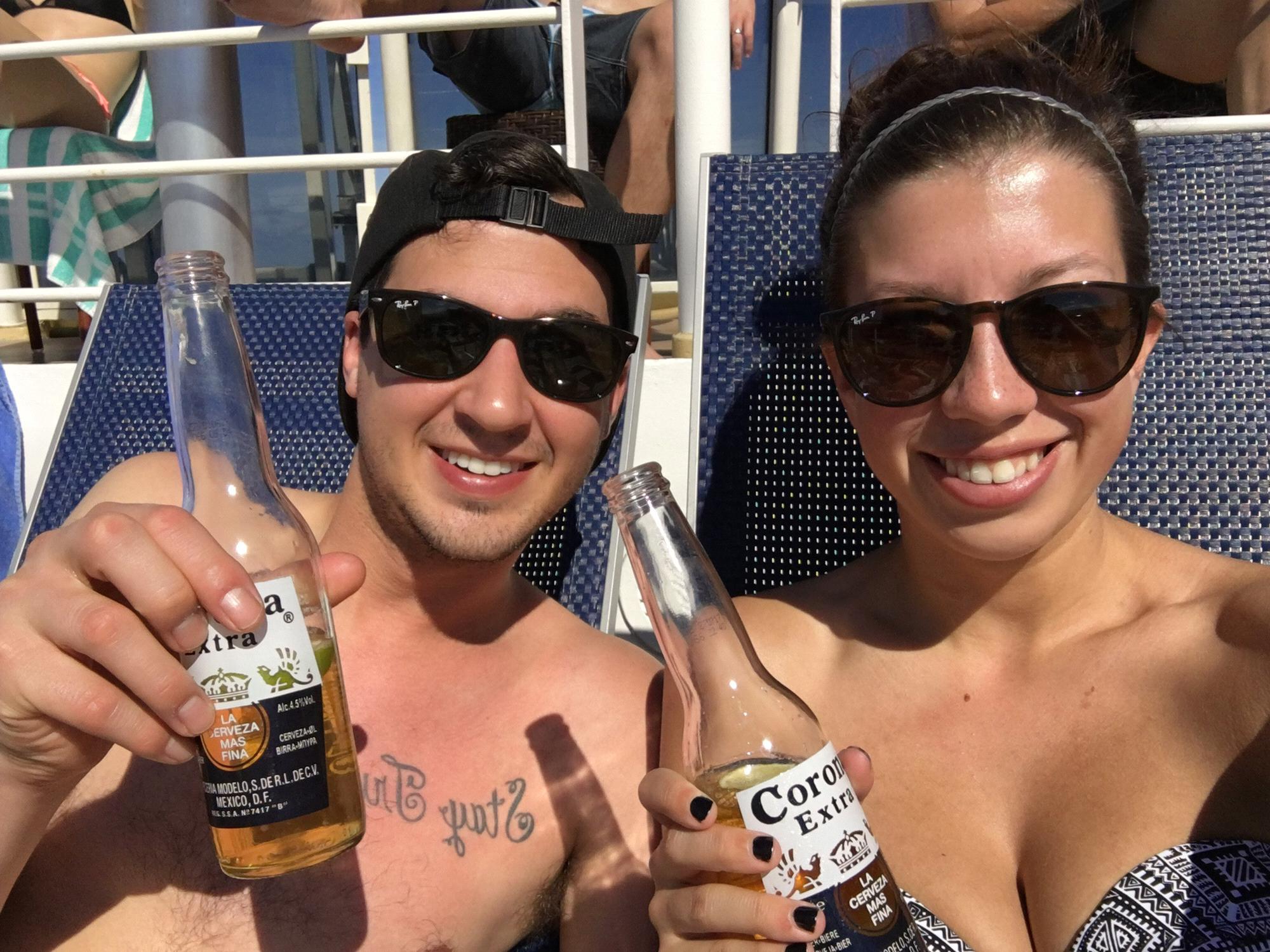 Relaxing on our first cruise!