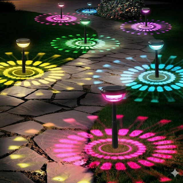 Ensenior 8 Pack Solar Pathway Lights, Multicolor & Warm White LED, IP65 Waterproof, Garden Back Yard Solar Lights Outdoor Decorative