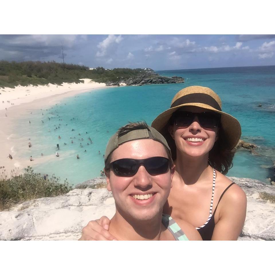 Our first international adventure at Horseshoe Bay, Bermuda (yes, the sand is really pink!)