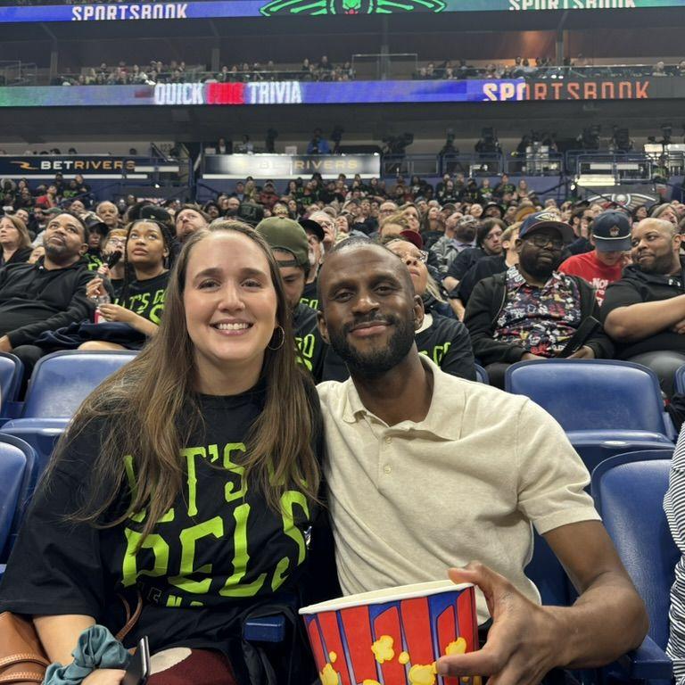 Flew in to NOLA to see the Pelicans in the playoffs. Little did Maia know, Andre would propose after the game! April 2024