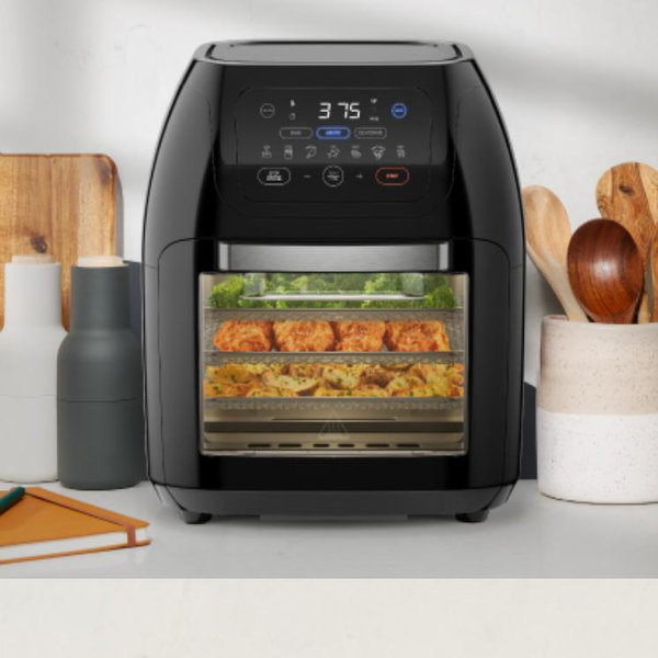 CHEFMAN Multifunctional Digital Air Fryer+ Rotisserie, Dehydrator, Convection Oven, 17 Touch Screen Presets Fry, Roast, Dehydrate, Bake, XL 10L Family Size, Auto Shutoff, Large Easy-View Window, Black