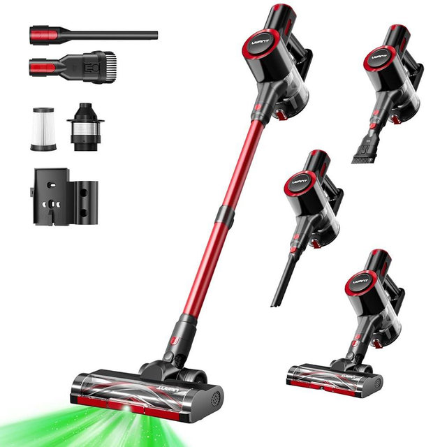 uwant Cordless Vacuum Cleaner 35Kpa Powerful Suction Wide Green Headlight Vacuum Cleaner for Home Pet Hair Anti-Tangle HEPA Lightweight Handheld Vacuum for Carpet Hard Floors