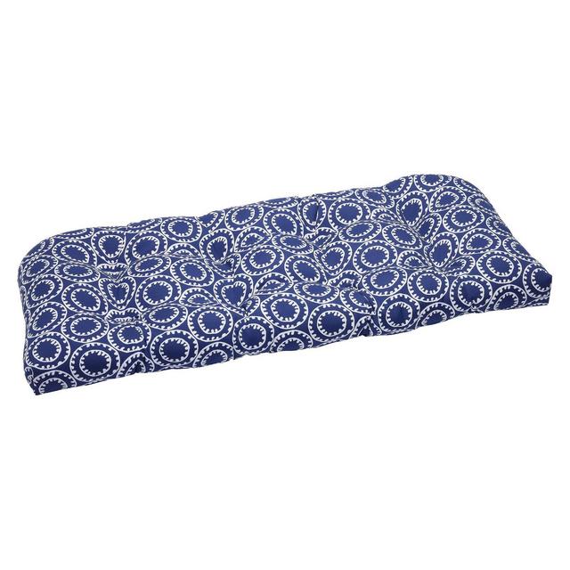 Pillow Perfect Ring a Bell Outdoor Wicker Loveseat Cushion - Blue