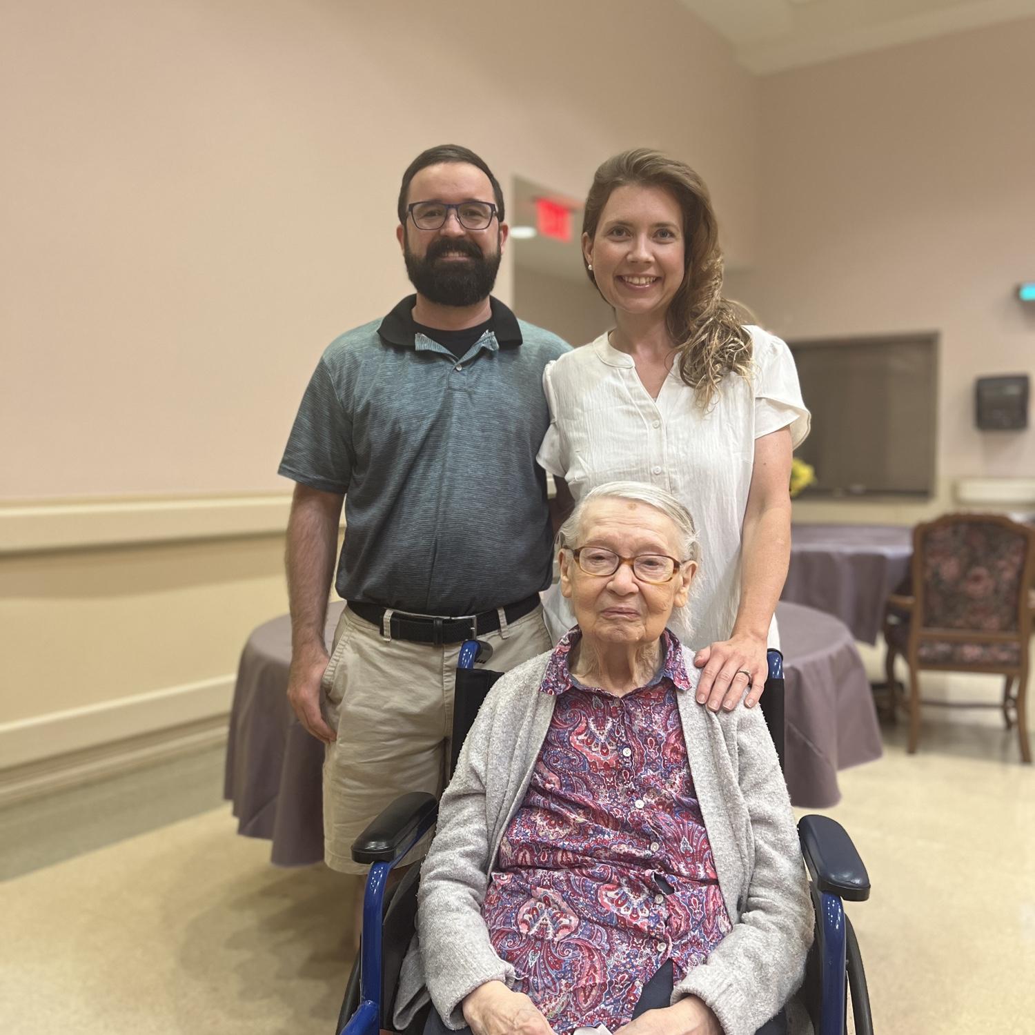Allison's great aunt Mimi is 104! She won't be making the long trip to the wedding, so Dave got to meet her in July.