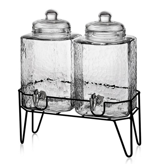 Jay Imports Hamburg Double 1.5-Gallon Beverage Dispenser Set with Stand