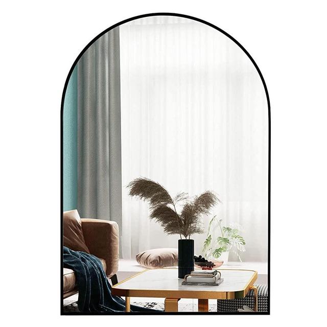 QDSSDECO Arched Mirror Black Vanity Wall Mirrors with Aluminum Frame for Bathroom, Living Room, Entryway, 24"x36"