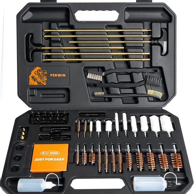 PERWIN Universal Gun Cleaning Kit, Cleaning Supplies with Brass Rods and Tough Carrying Case