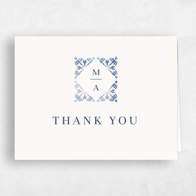 Blue Geometric Wedding Thank You - Elio Landscape