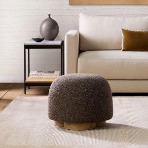 Gumdrop Swivel Ottoman - Performance Cozy Boucle Stone, Blonde