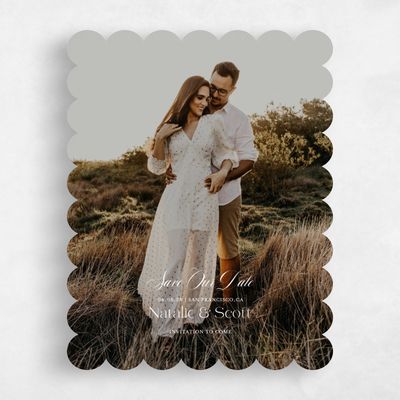 White Scalloped Wedding Save the Date - Horto Photo