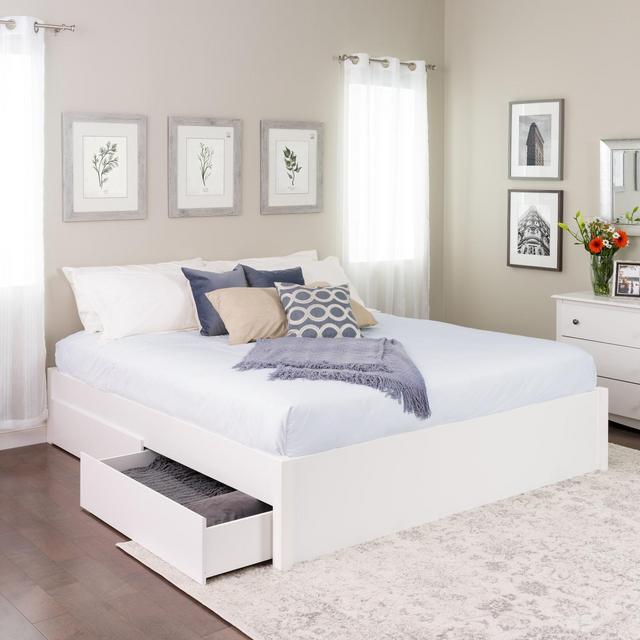 King Select 4 - Post Platform Bed with 2 Drawers White - Prepac