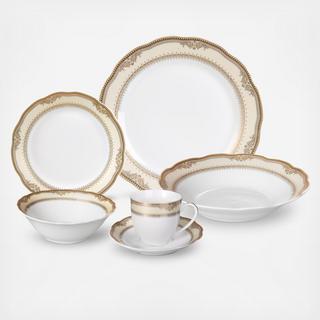 Isabella Design 24-Piece Porcelain Wavy Edge Dinnerware Set, Service for 4