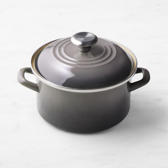 Le Creuset Enameled-Steel Stock Pot with Stainless-Steel Knob, 4-Qt., Oyster