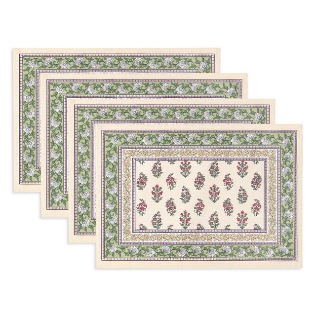 Elrene Home Fashions Nomad Harvest Block Print Placemats, 13"x19", Set of 4