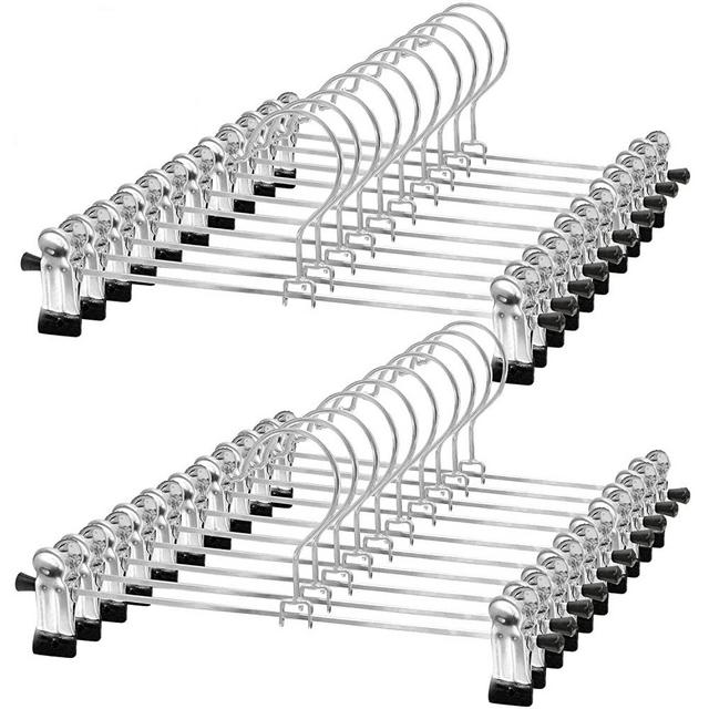 Pants-Hangers-Skirt-Hangers-Pant-Hangers-with Clips Slack Hangers Pants Trouser Hangers Clothes Hangers for Pants (30 PCS)