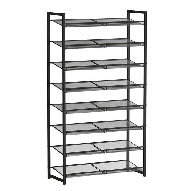 MILEFA Shoe Rack, 8-Tier Metal Shoe Organizer, Tall Shoe Rack for Closet,entryway,Garage, with Adjustable Flat or Angled Shelves, 32-40 Pairs,Shoes That can accommodate The Whole Family.