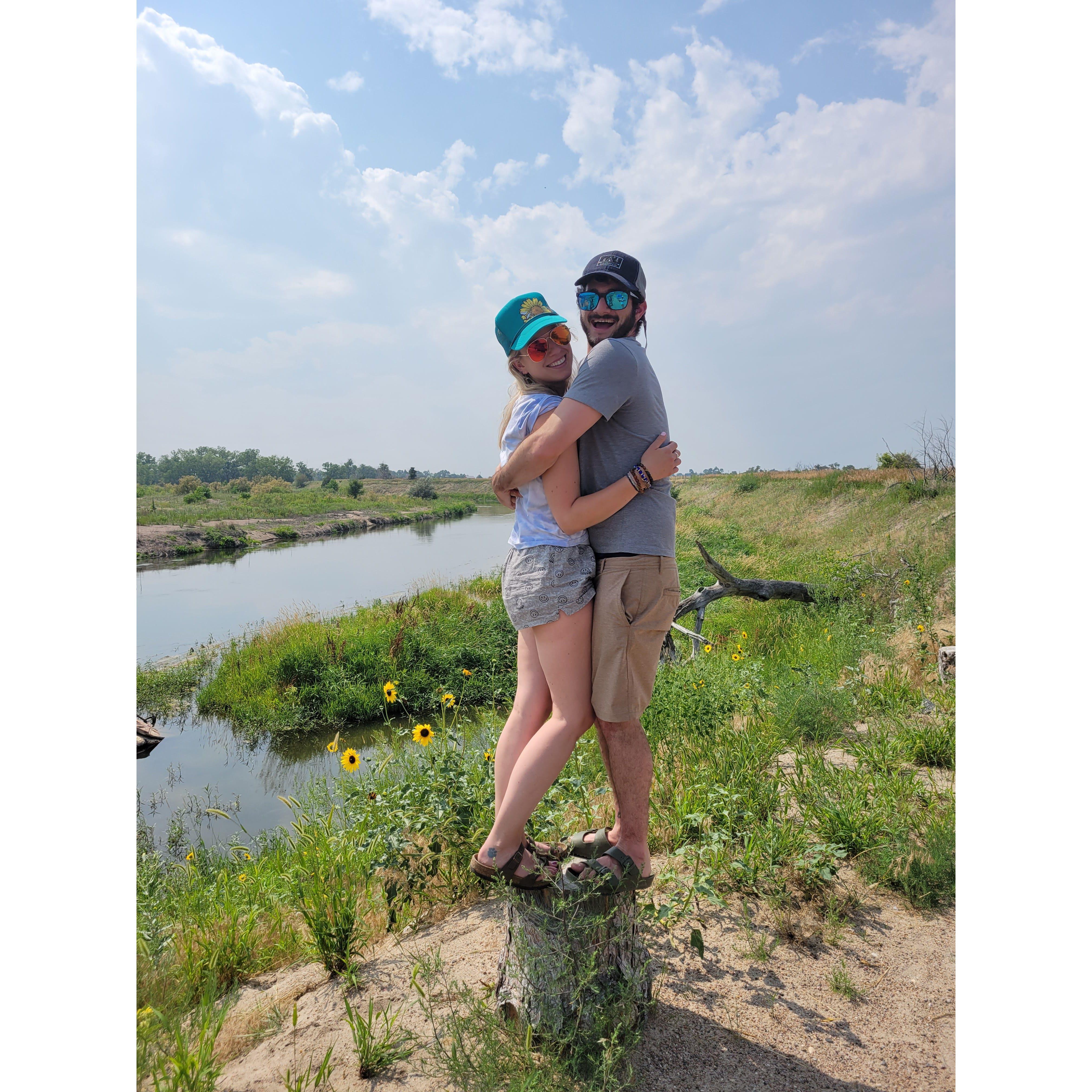 Campsite in Nebraska. This photo was taken moments before Ali almost stepped on a snake.