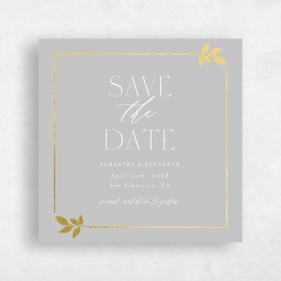 Gray, Grey Wedding Save the Date - Dakota Square Foil