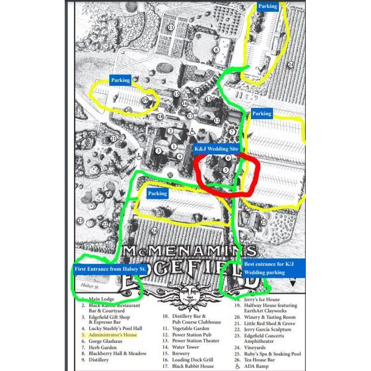 McMenamin's Edgefield- Administrator's House & Yard Parking Map